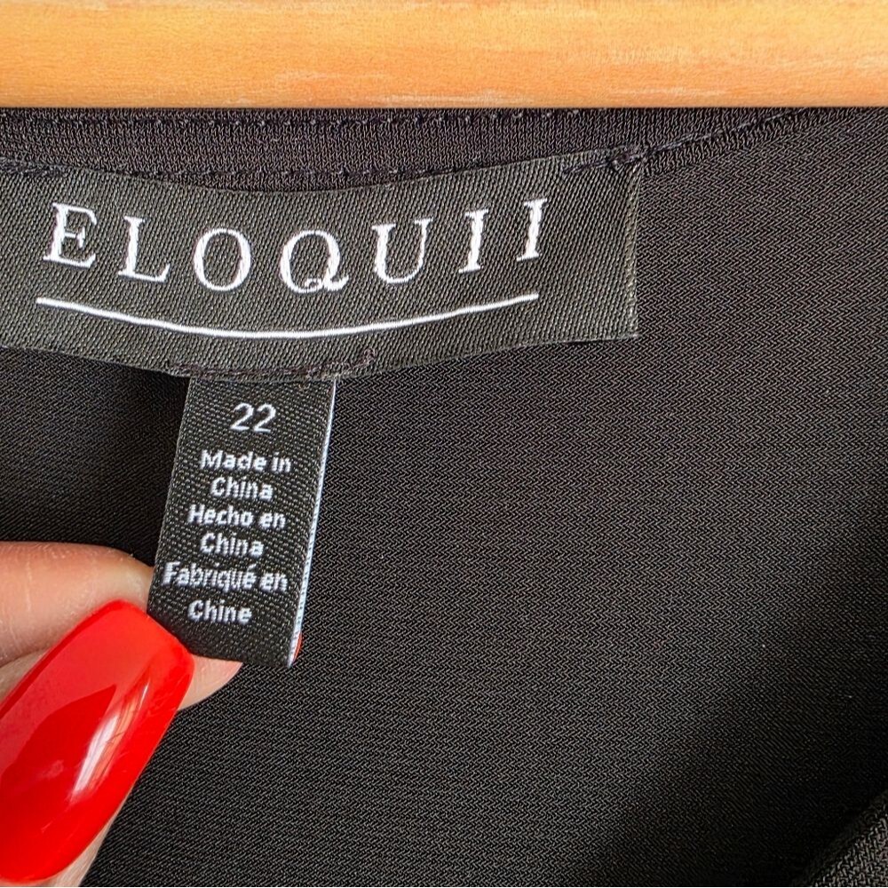 Eloquii Black Midi Dress Knot Front Pleated Skirt Bottom Sz 22 - Picture 2 of 9